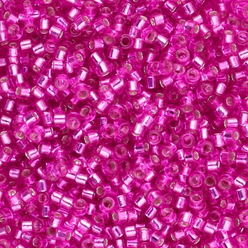 Paquete de 100 g de Miyuki Delica 11/0 DB1340 - Teñido fucsia forrado de plata