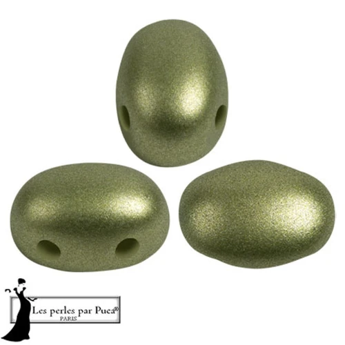 Cuentas de cristal Samos® de Puca® 5x7 mm - Metal Shine Olivine x10g