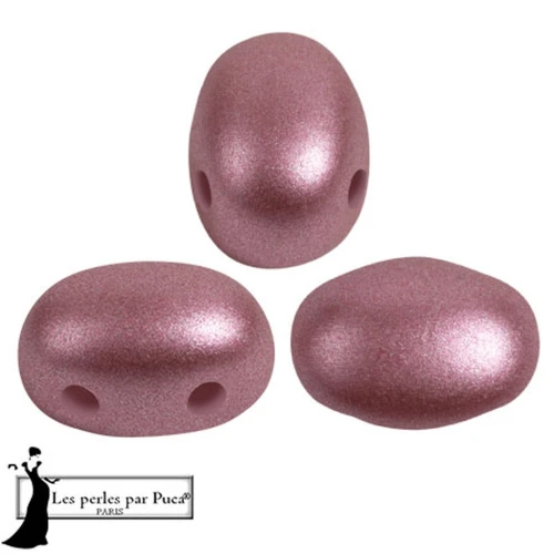 Cuentas de cristal Samos® by Puca® 5x7 mm - Metal Shine Polvo Rosa x10g