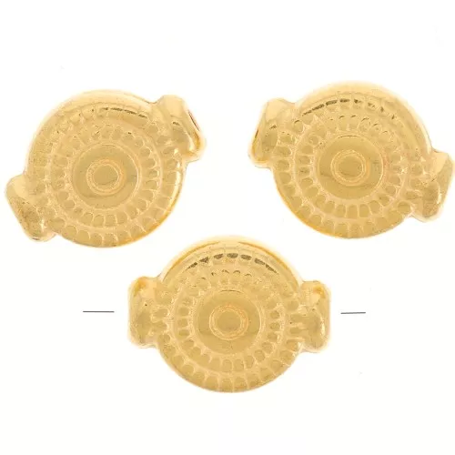 Perlas discos 10x8 mm Dorado con oro fino x4