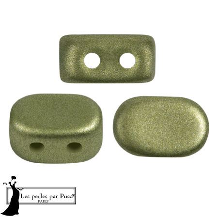 Cuentas de cristal Lipsi® de Puca® 4x6 mm - Metal Shine Olivine x10g