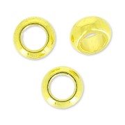 Perlas redondas aplastadas grande agujero 5x2.4 mm Dorado con oro fino x5|raw }}