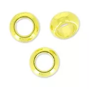 Perlas redondas aplastadas grande agujero 5x2.4 mm Dorado con oro fino x5