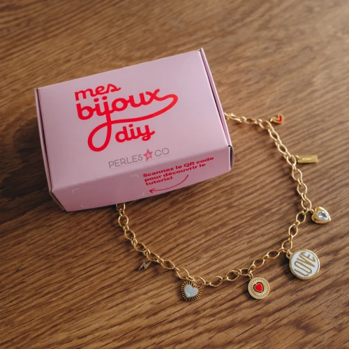 My DIY Jewellery - Kit de bisutería Collar Charms Corazones Acero Inoxidable Dorado