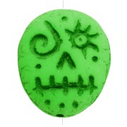 Woodoo Funny Face Cuentas de cristal 16x14 mm - Verde fluorescente x5