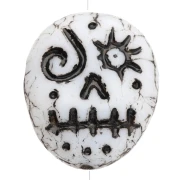 Cuentas de cristal Woodoo Funny Face 16x14 mm - Gris - Negro x5