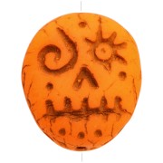 Woodoo Funny Face Cuentas de cristal 16x14 mm - Naranja fluorescente x5