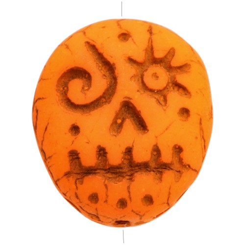 Woodoo Funny Face Cuentas de cristal 16x14 mm - Naranja fluorescente x5