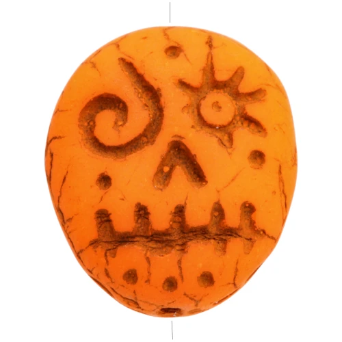 Woodoo Funny Face Cuentas de cristal 16x14 mm - Naranja fluorescente x5