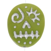 Cuentas de cristal Woodoo Funny Face 16x14 mm - Plateado - Oliva x5