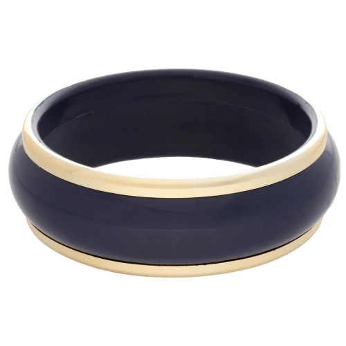 Pulsera brazalete de resina de 65 mm de grosor - Azul marino - Dorado x1