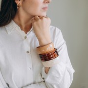 Pulsera brazalete de resina opaca de 69 mm de grosor - Nude x1