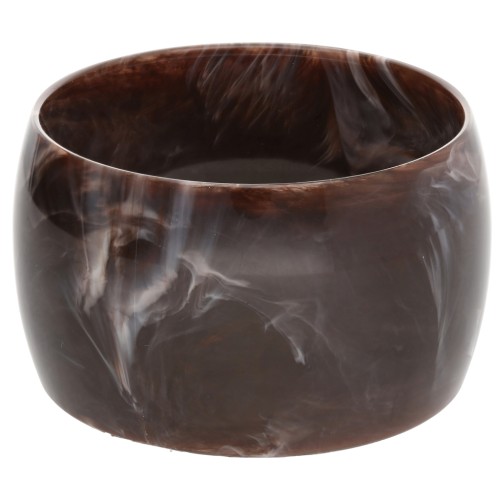 Pulsera brazalete de resina opaca de 68 mm de grosor - Marrón oscuro jaspeado - Blanco x1