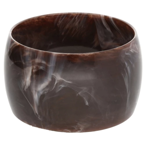 Pulsera brazalete de resina opaca de 68 mm de grosor - Marrón oscuro jaspeado - Blanco x1