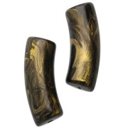 Cuenta tubo curvo resina opaca 29x10 mm - Negro - Dorado jaspeado x1|raw }}