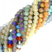 Redondas planas facetadas 4x3 mm Ocre Frosted x40cm