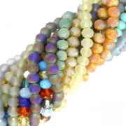 Cuentas facetadas redondas - aplanadas redondas - 4x3 mm Gris/Azul Esmerilado x40cm