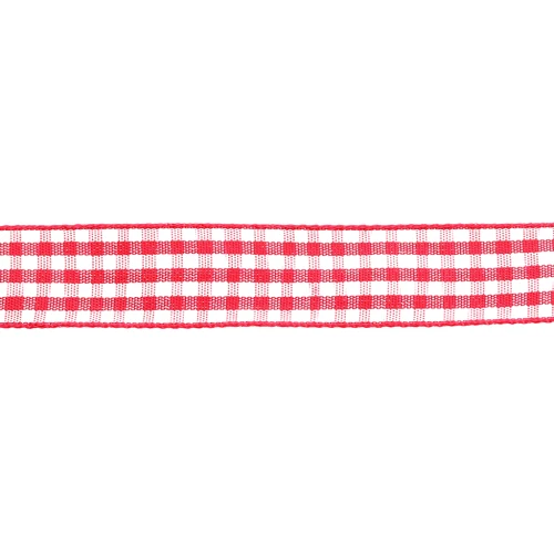 Cinta de guinga Mokuba 14 mm - Roja - Blanca x50cm