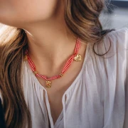 Cinta de guinga Mokuba 14 mm - Roja - Blanca x50cm