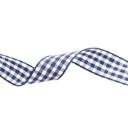 Mokuba 14 mm cinta de guinga - Azul oscuro - Blanco x50cm