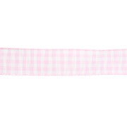 Cinta de guinga Mokuba 14 mm - Rosa claro - Blanca x50cm|raw }}