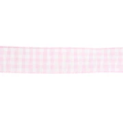 Cinta de guinga Mokuba 14 mm - Rosa claro - Blanca x50cm