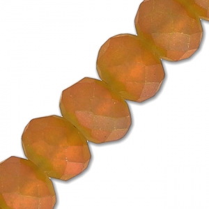 Redondas planas facetadas 6x4 mm Light Brown Iris Frosted x40cm