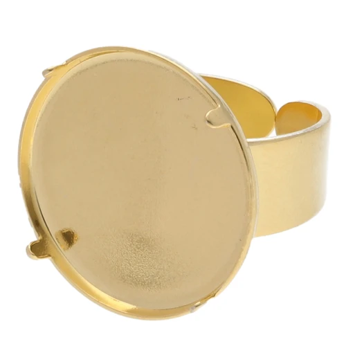 Anillo engastado para cabujón plano 20 mm - Dorado con oro fino x1