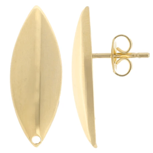 Ganchos pendientes abombados redondos 25x9 mm - Dorado x2