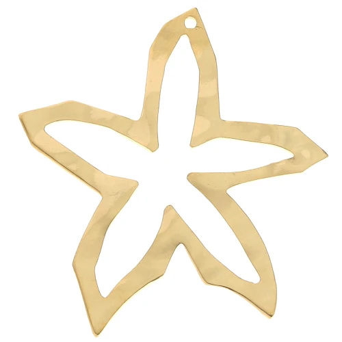Colgante estrella hueca martillada 35x33 mm - Dorado con oro fino x1