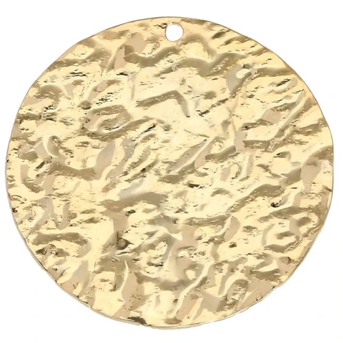 Colgante redondo martillado 25 mm - Dorado con oro fino x1