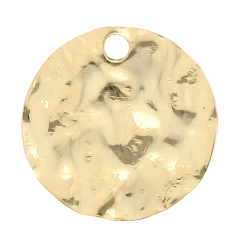 Dije redondo martillado 12 mm - Dorado con oro fino x1