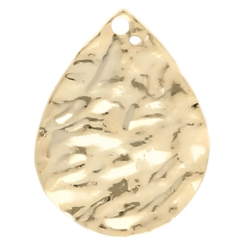 Dije de gota martillada 17x13 mm - Dorado con oro fino x1