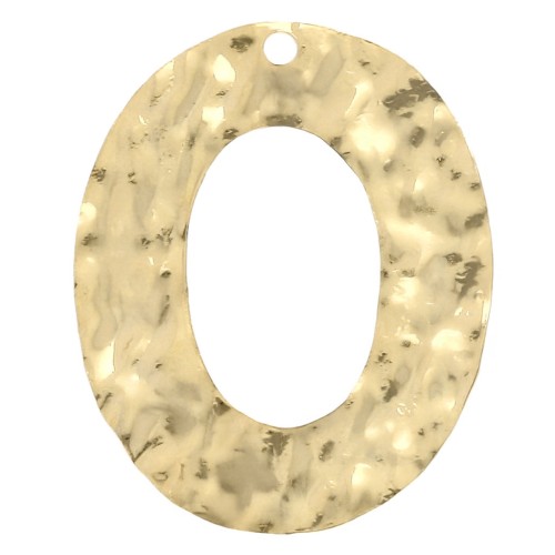 Colgante ovalado hueco martillado 25x19 mm - Dorado con oro fino x1