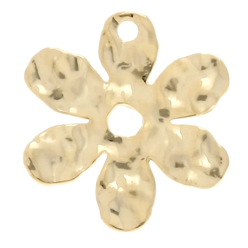 Dije flor martillada 16x14,5 mm - Dorado con oro fino x1