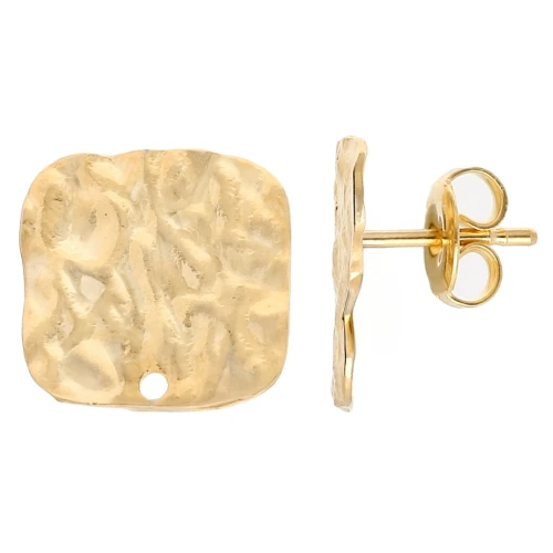 Ganchos pendientes cuadrados martillados 14 mm - Dorado x2