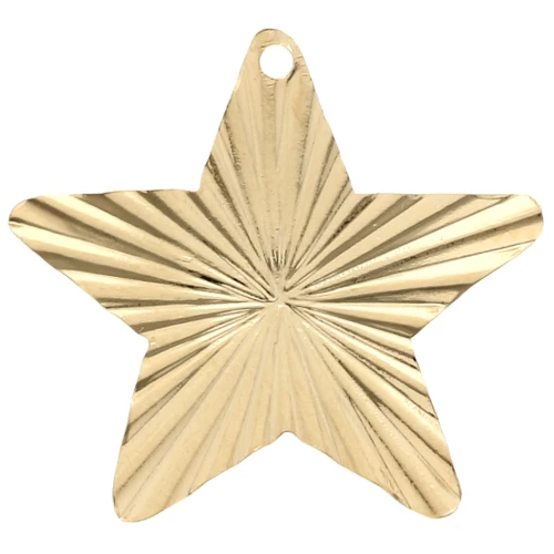 Colgante estrella 21x22 mm efecto plisado - Dorado con oro fino x1