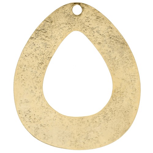 Colgante gota hueca martillada 61x51 mm - Dorado con oro fino x1
