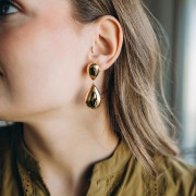 Ganchos pendientes abombados 22x14,5 mm - Dorado con oro fino x2