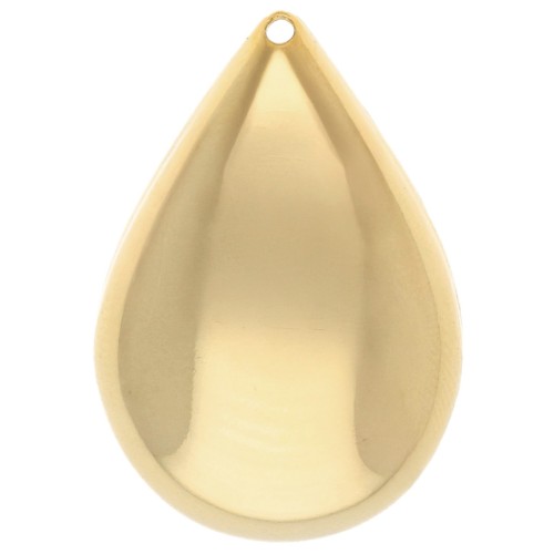 Colgante gota abombada 30x20 mm - Dorado con oro fino x1