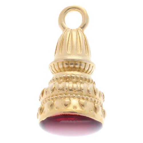 Colgante étnico 28x13 mm con resina epoxi - Dorado con oro fino - Rojo x1