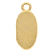 Dije ovalado irregular 18x8 mm con resina epoxi - Dorado con oro fino - Verde pálido