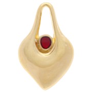 Colgante corazón martillado 24x15 mm con resina epoxi - Dorado con oro fino - Rojo x1|raw }}