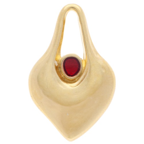 Colgante corazón martillado 24x15 mm con resina epoxi - Dorado con oro fino - Rojo x1