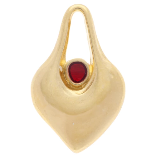 Colgante corazón martillado 24x15 mm con resina epoxi - Dorado con oro fino - Rojo x1