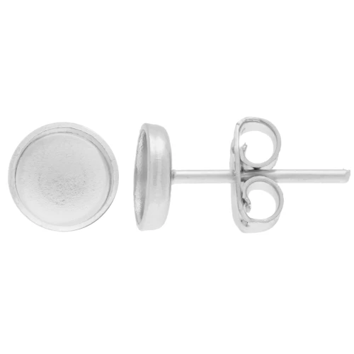 Ganchos pendientes para cabujón fondo plano 6 mm - Plateado x2