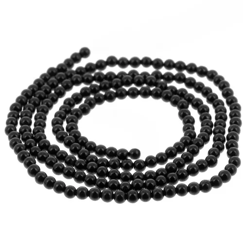 Cuenta redonda 2mm - Agata negra x38cm