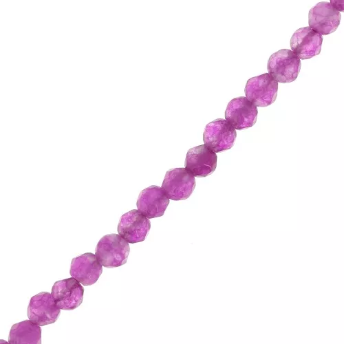 Cuenta Redondas facetadas 2 mm Red/Fuschia Agate TEÑIDA x38cm
