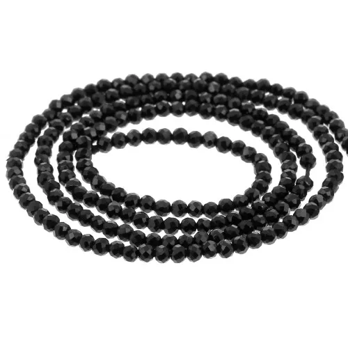 Cuenta redonda facetada 2 mm - Agata negra x38cm