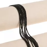 Cuenta redonda facetada 2 mm - Agata negra x38cm